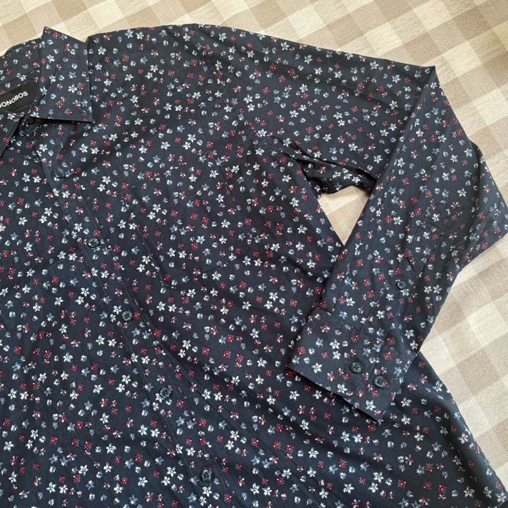Bonobos Navy Floral Button Down Shirt - Picture 3 of 7